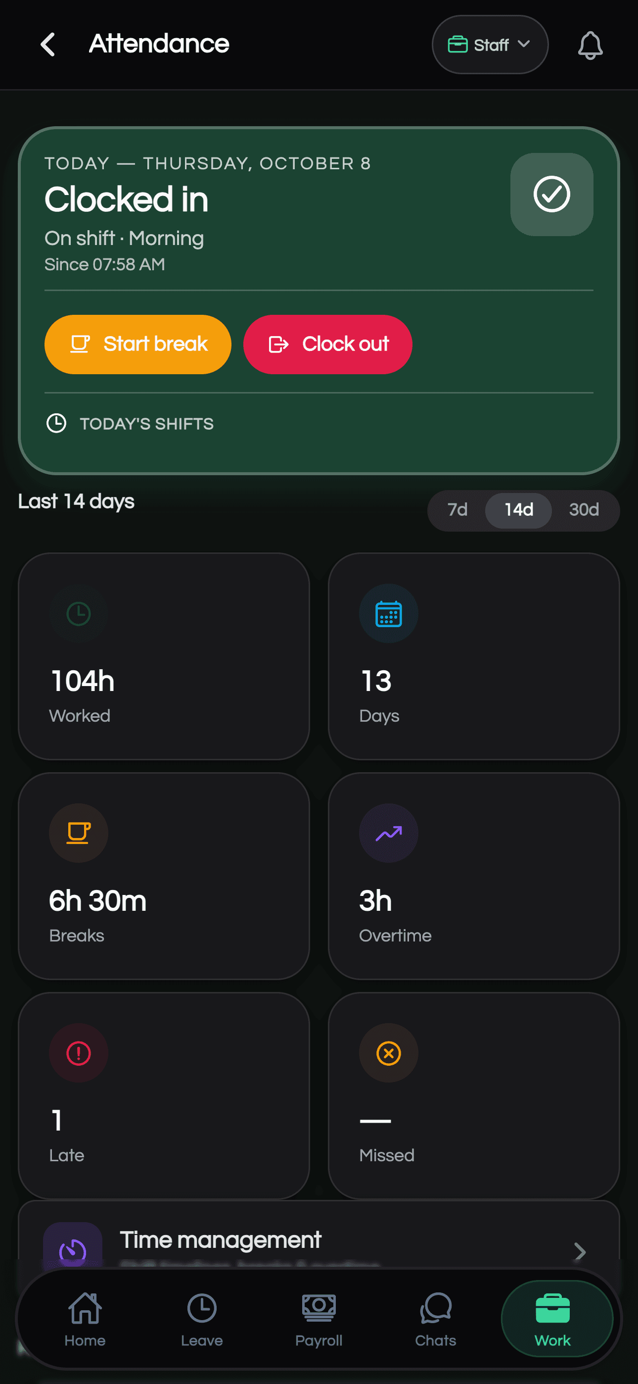 Front desk in the Djengo staff app